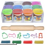 ArtCreativity Dough Non-Toxic Creativity Play Set with 12 Vibrant Colors Clay 6-Shape Cutters and 7.5-Inch Rolling Pin Great Modeling Clay Playset for Kids  B019FVL9OU